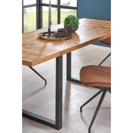 HORUS Spisebord 126cm kan udvides til 206cm - Lys Eg, Sort Stål