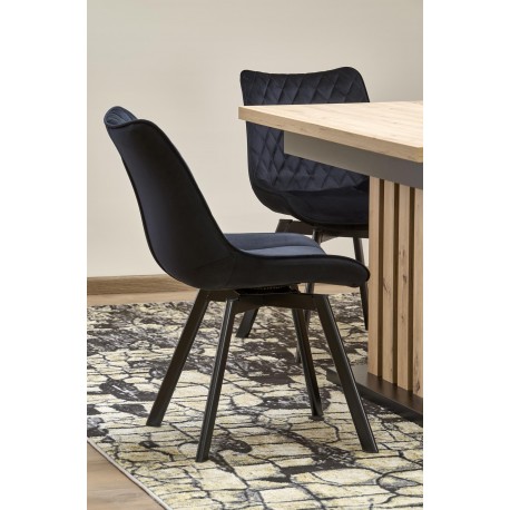 LAMELLO Spisebord med udtræk 130cm kan udvides til 180cm - håndværkseg / Sort