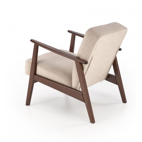 MILANO 1S, lænestol, Beige CASTEL#15 / mørk Valnød