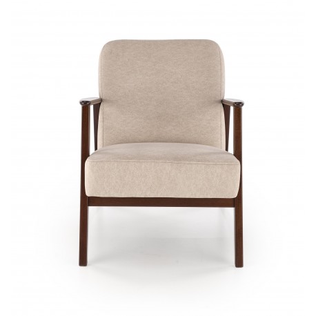 MILANO 1S, lænestol, Beige CASTEL#15 / mørk Valnød