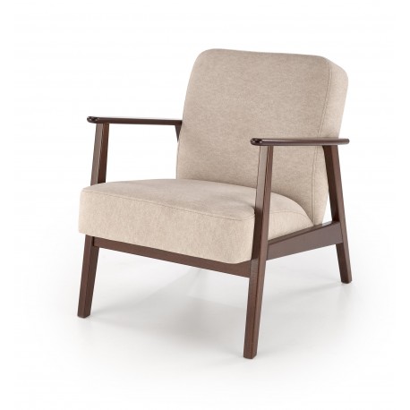 MILANO 1S, lænestol, Beige CASTEL#15 / mørk Valnød