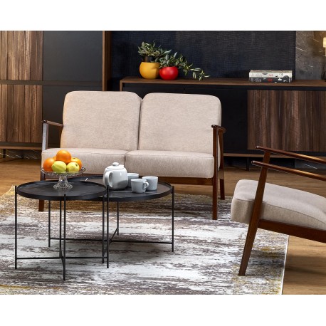 MILANO 2S sofa, Beige CASTEL#15 / mørk Valnød