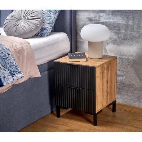 NELA sengebord, håndværk eg - Sort