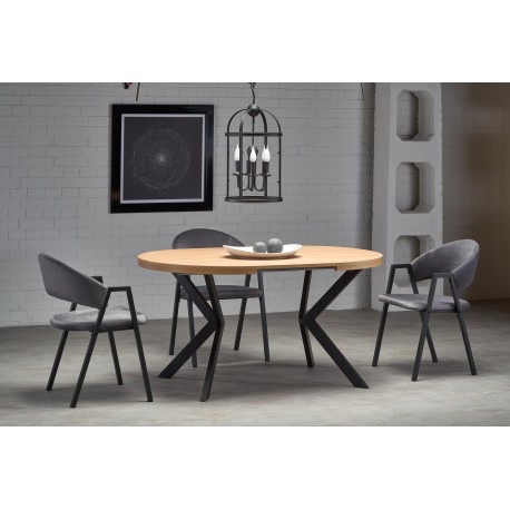 PERONI Ovalt spisebord med udtræk 100cm udvides til 250cm - Gylden eg/Sort