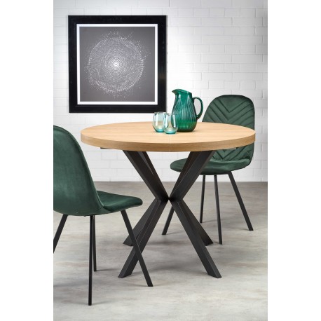PERONI Ovalt spisebord med udtræk 100cm udvides til 250cm - Gylden eg/Sort