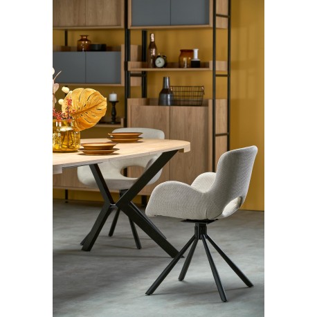 PERONI Ovalt spisebord med udtræk 100cm udvides til 250cm - Gylden eg/Sort