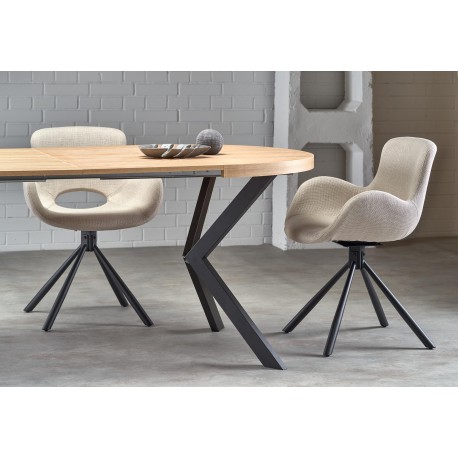 PERONI Ovalt spisebord med udtræk 100cm udvides til 250cm - Gylden eg/Sort