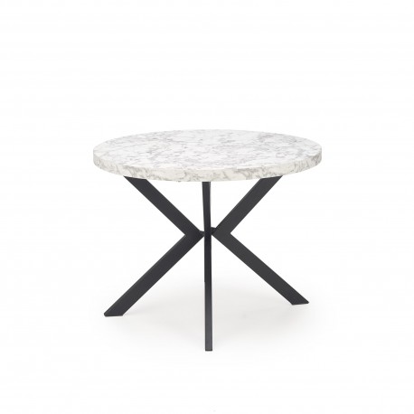 PERONI Ovalt Spisebord med udtræk 100cm udvides til 250cm - Hvid marmor / Sort