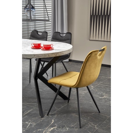 PERONI Ovalt Spisebord med udtræk 100cm udvides til 250cm - Hvid marmor / Sort