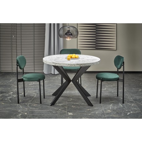 PERONI Ovalt Spisebord med udtræk 100cm udvides til 250cm - Hvid marmor / Sort