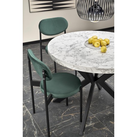 PERONI Ovalt Spisebord med udtræk 100cm udvides til 250cm - Hvid marmor / Sort