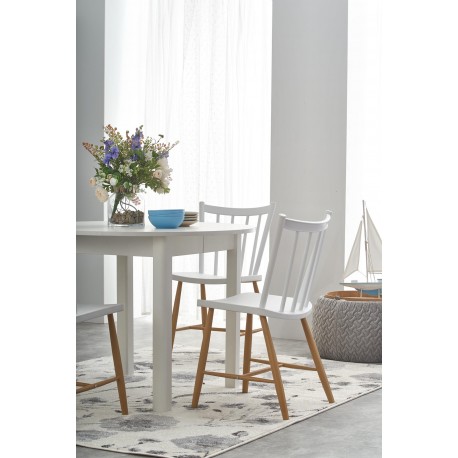 RINGO Ovalt Spisebord med udtræk 102cm udvides til 142cm - Hvid