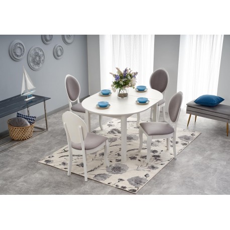 RINGO Ovalt Spisebord med udtræk 102cm udvides til 142cm - Hvid