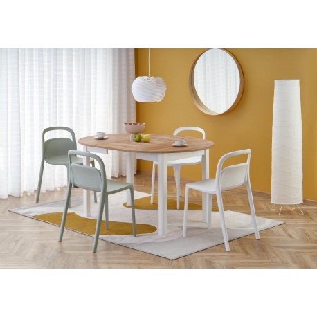 RINGO Ovalt spisebord med udtræk 102cm udvides til 142cm - Håndværks eg / Hvid