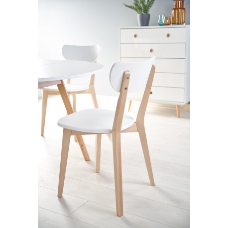 RUBEN Rundt spisebord med udræk 102cm udvides til 142cm - Hvid