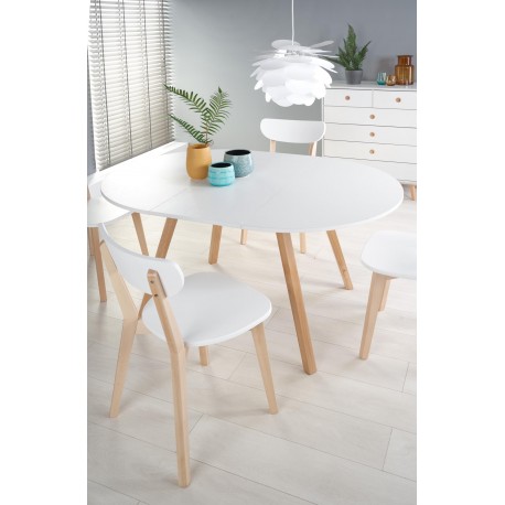 RUBEN Rundt spisebord med udræk 102cm udvides til 142cm - Hvid