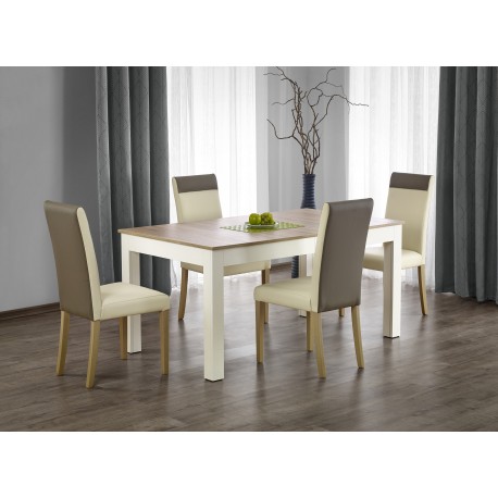 SEWERYN Spisebord med udtræk 160cm udvides til 300cm - Sonoma eg /Hvid