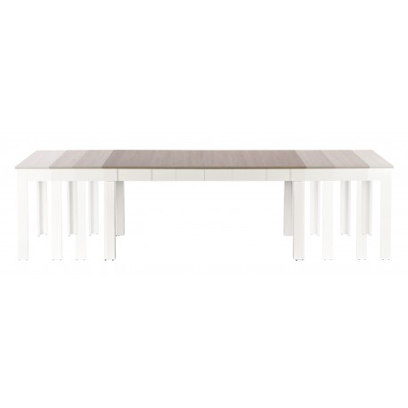 SEWERYN Spisebord med udtræk 160cm udvides til 300cm - Sonoma eg /Hvid