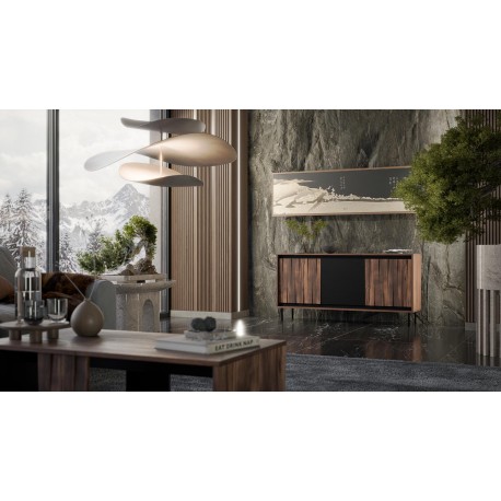 SWING KM-1 garderobe, Valnød / Sort