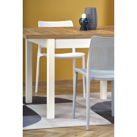 TIAGO SQUARE Spisebord med udtræk 90cm udvides til 125cm - Craft eg / Hvid