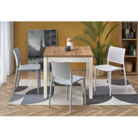 TIAGO SQUARE Spisebord med udtræk 90cm udvides til 125cm - Craft eg / Hvid