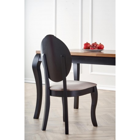 WINDSOR Spisebord med udtræk 160cm udvides til 240cm - mørk eg/Sort