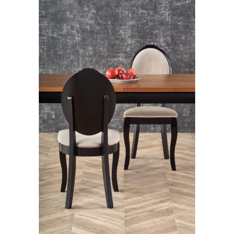 WINDSOR Spisebord med udtræk 160cm udvides til 240cm - mørk eg/Sort