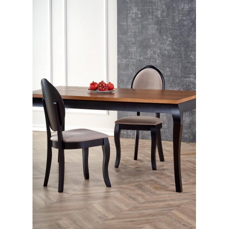 WINDSOR Spisebord med udtræk 160cm udvides til 240cm - mørk eg/Sort
