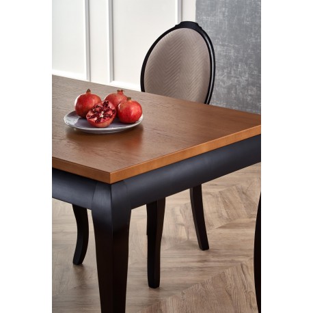 WINDSOR Spisebord med udtræk 160cm udvides til 240cm - mørk eg/Sort