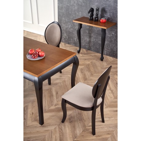 WINDSOR Spisebord med udtræk 160cm udvides til 240cm - mørk eg/Sort