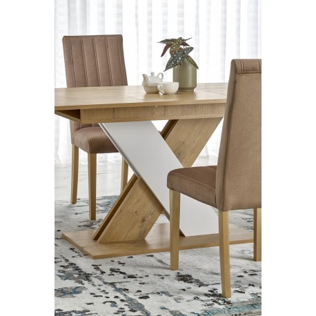 XARELTO Spisebord med udtræk 130cm udvides til 175cm - Eg / Hvid