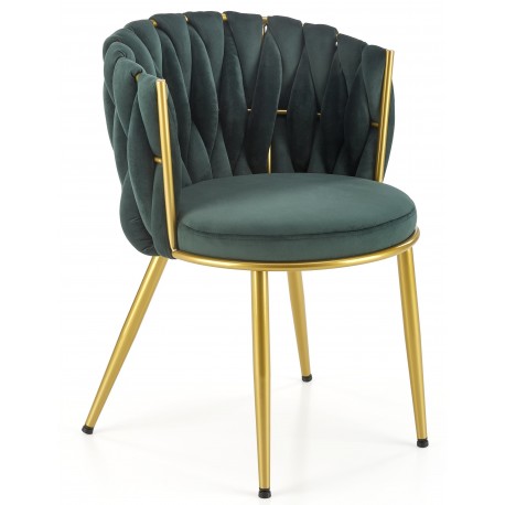 K517 Spisebordsstol - Mørkegrøn / guld