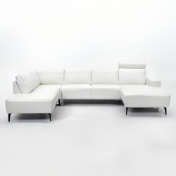 Hjort Knudsen Copenhagen Hvid Læder U-sofa - Højrevendt