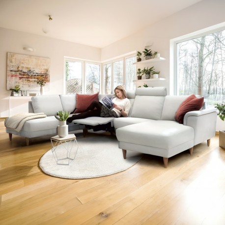 Hjort Knudsen Ballerup U-sofa - Hvid læder Højrevendt