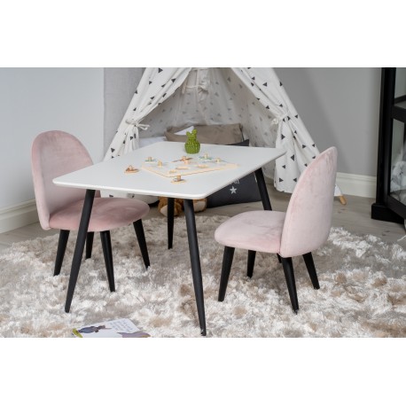 Børne Spisebordssæt Polar 60 x 80 cn med 2 Spisebordsstole i Rosa Velour