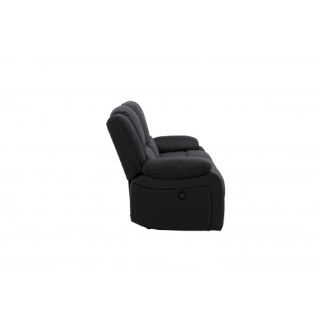 SINGAPORE 3 pers, recliner sofa med indbygget skammel - sort