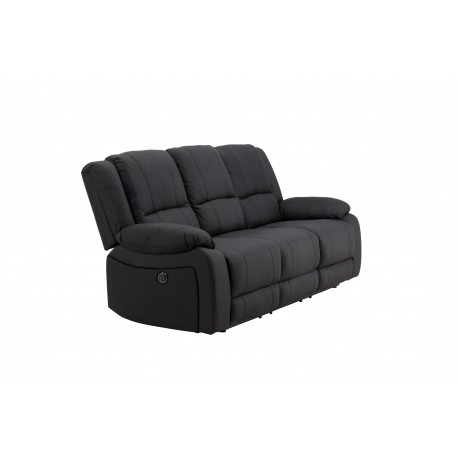 SINGAPORE 3 pers, recliner sofa med indbygget skammel - sort