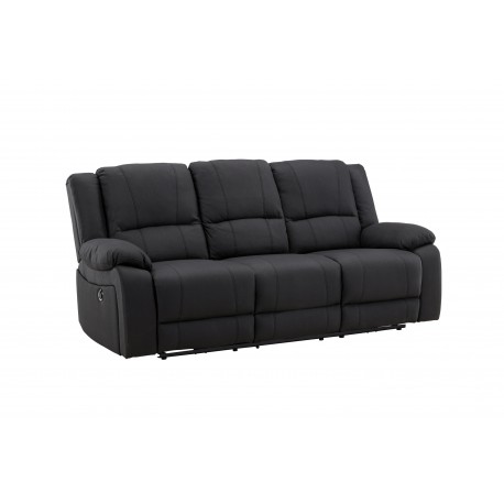SINGAPORE 3 pers, recliner sofa med indbygget skammel - sort