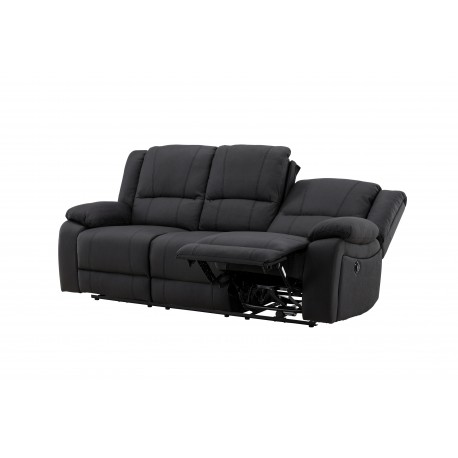 SINGAPORE 3 pers, recliner sofa med indbygget skammel - sort