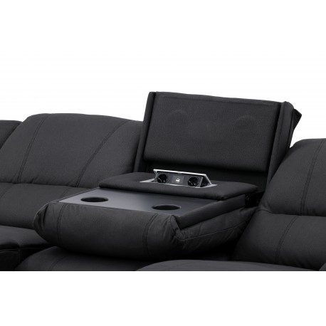 SINGAPORE 3 pers, recliner sofa med indbygget skammel - sort