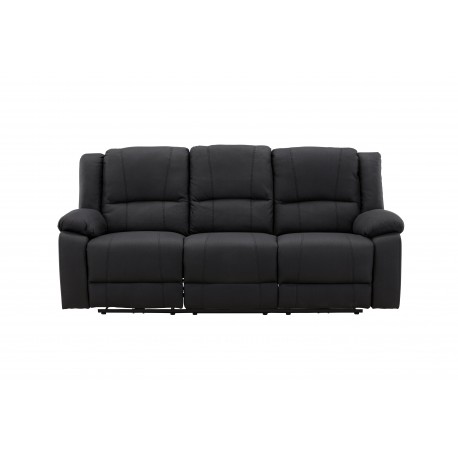 SINGAPORE 3 pers, recliner sofa med indbygget skammel - sort