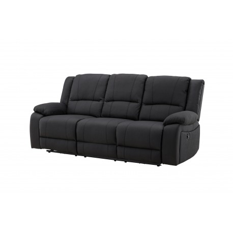 SINGAPORE 3 pers, recliner sofa med indbygget skammel - sort