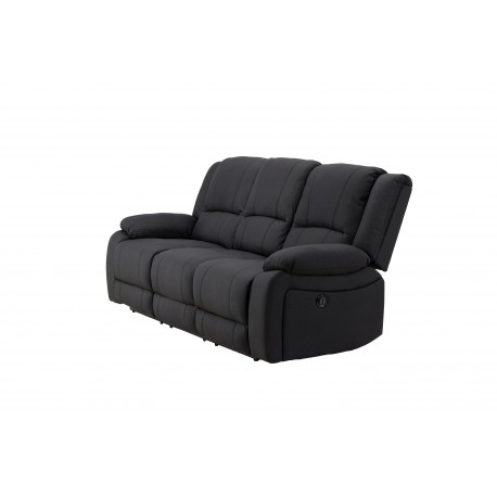 SINGAPORE 3 pers, recliner sofa med indbygget skammel - sort