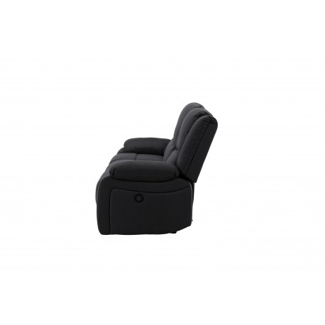 SINGAPORE 3 pers, recliner sofa med indbygget skammel - sort