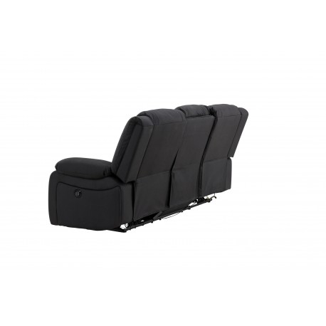 SINGAPORE 3 pers, recliner sofa med indbygget skammel - sort