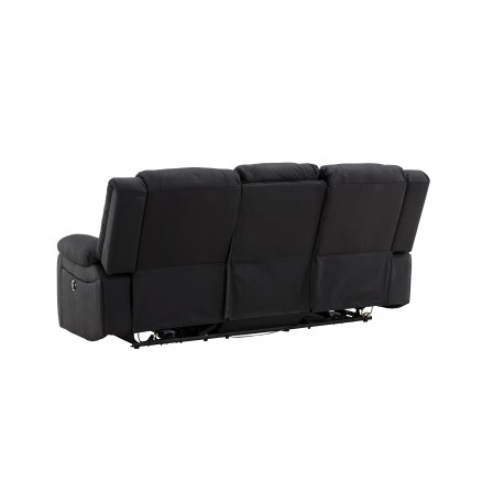 SINGAPORE 3 pers, recliner sofa med indbygget skammel - sort