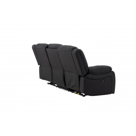 SINGAPORE 3 pers, recliner sofa med indbygget skammel - sort