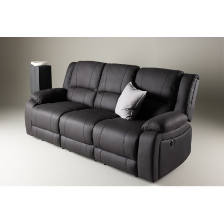 SINGAPORE 3 pers, recliner sofa med indbygget skammel - sort