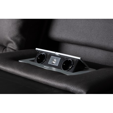 SINGAPORE 3 pers, recliner sofa med indbygget skammel - sort