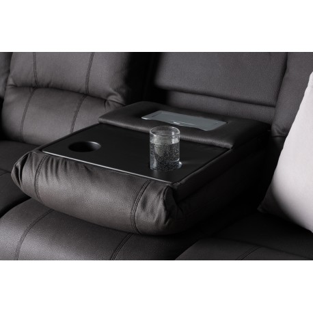 SINGAPORE 3 pers, recliner sofa med indbygget skammel - sort